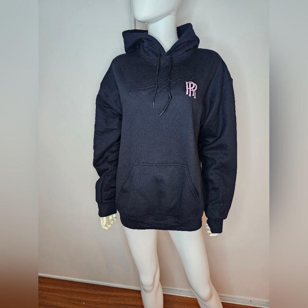 Double R Black Sweater with Pink Logo Size M Long Sleeve NWOT